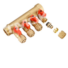 Brass Underfloor Heating Manifold 4 Branch For Water 4 outlet